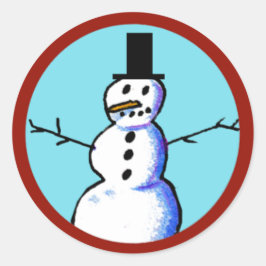 KiniArt Snowman Runder Aufkleber