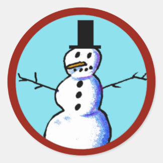 KiniArt Snowman Runder Aufkleber