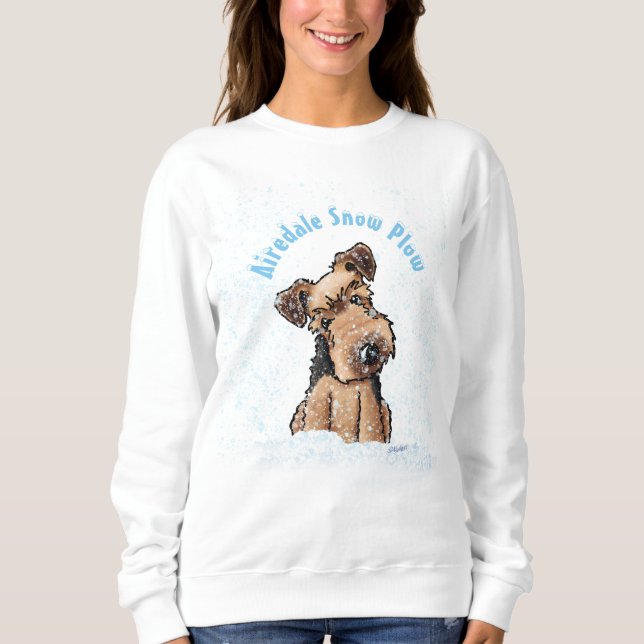 KiniArt Snowy Airedale Terrier Sweatshirt (Vorderseite)