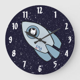 KiniArt Space Rocket Dog Westie Große Wanduhr
