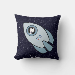 KiniArt Space Rocket Hund Westie Kissen