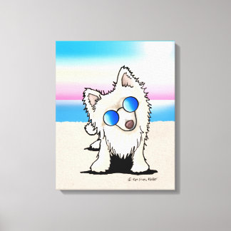 KiniArt Spitz Dog Beach Leinwanddruck