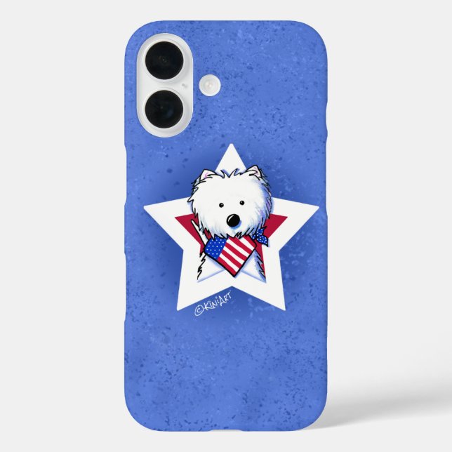 KiniArt Star Speckled Westie iPhone 16 Hülle (Rückseite)