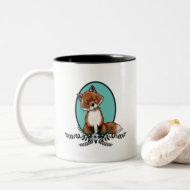 KiniArt Sweet Fox Zweifarbige Tasse (Mit Donut)