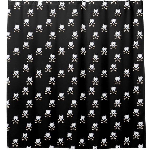 KiniArt Torrid Westie Crossbones Duschvorhang (Vorderseite)