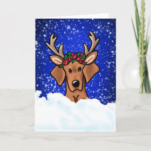 KiniArt Vizsla-Hund Weihnachtskarte Feiertagskarte