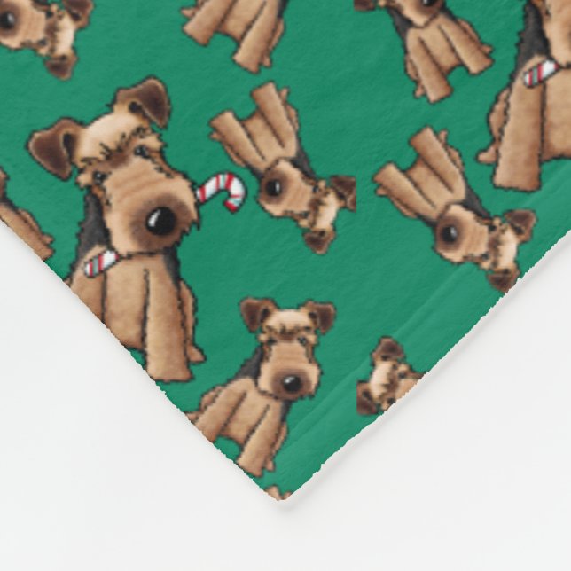KiniArt Welsh Terrier Weihnachten Fleecedecke (Ecke)