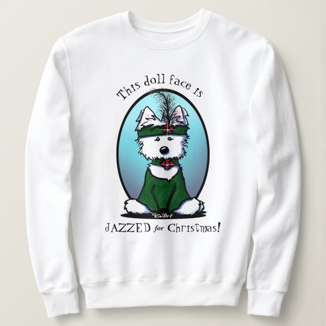 KiniArt Westie 1920er Weihnachten Sweatshirt (Design vorne)