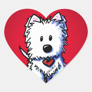 KiniArt Westie autocollants cœur rouge