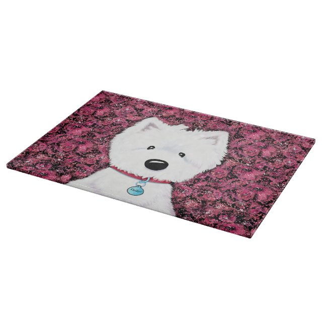 KiniArt Westie Blumenbilder Schneidebrett (Ecke)