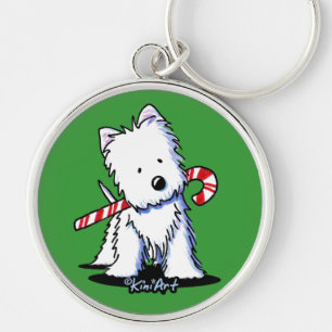KiniArt Westie Candy Cane Süsse Schlüsselkette Schlüsselanhänger