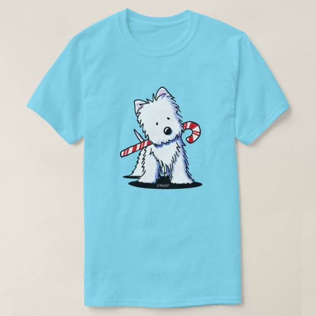 KiniArt Westie Candy Cane Süsse T-Shirt (Design vorne)