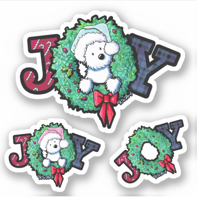 KiniArt Westie Christmas Joy Aufkleber (Vorderseite)
