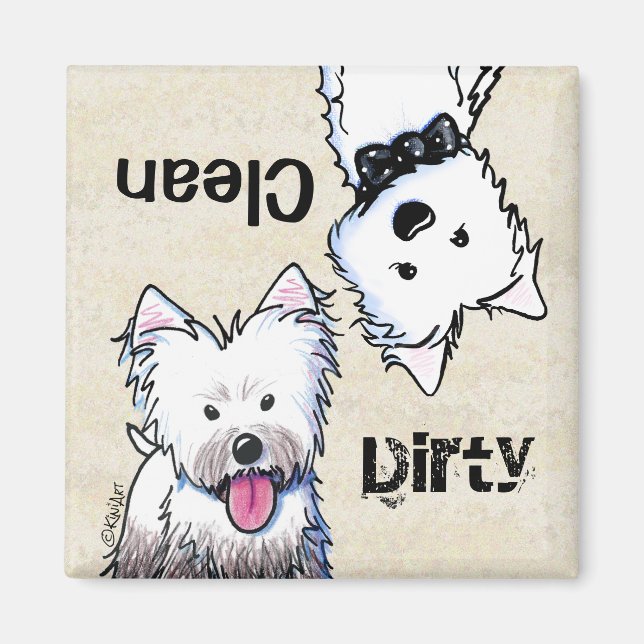 KiniArt Westie Clean Dirty lave-vaisselle aimant (Devant)