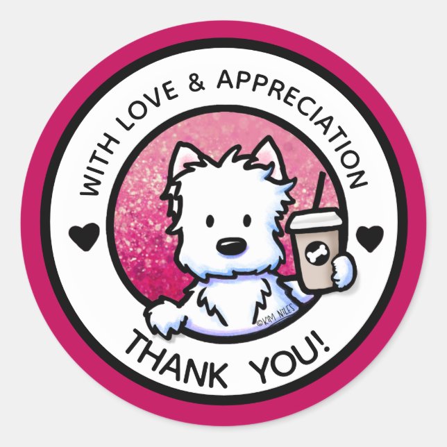 KiniArt Westie Danke Stickers (Vorderseite)