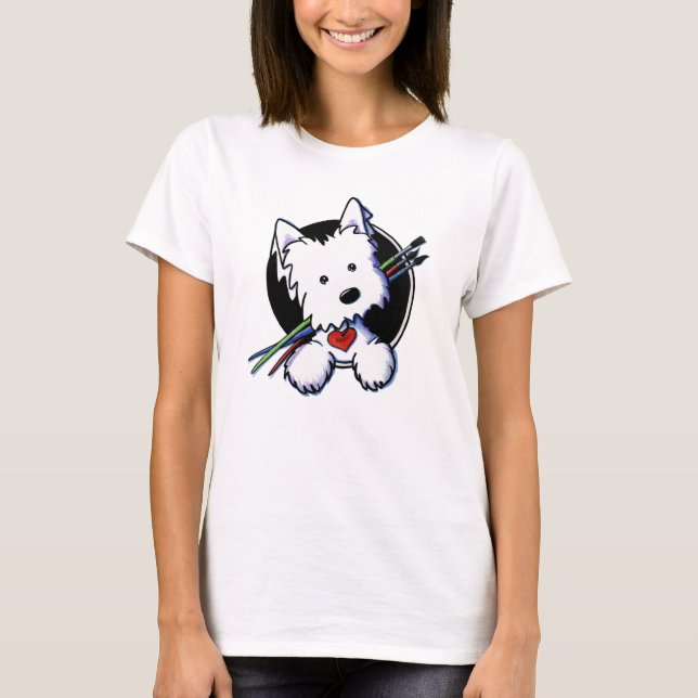 KiniArt Westie Dog Artist T-Shirt (Vorderseite)