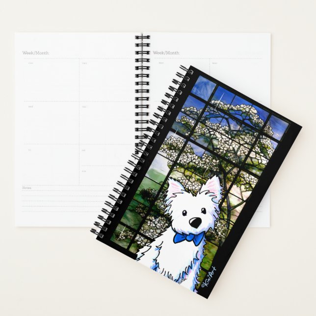 KiniArt Westie Dogwood Planificateur Arbre (Devant avec enveloppe)