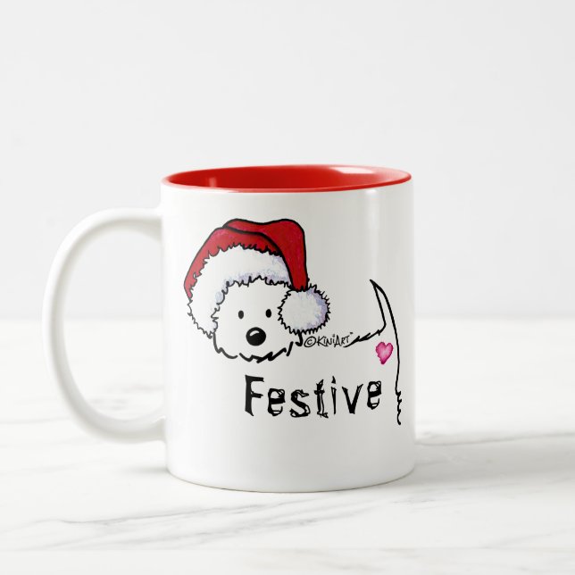 KiniArt Westie Festive Christmas Mug (Gauche)