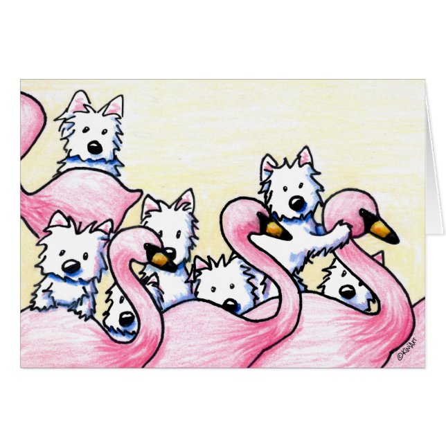 KiniArt Westie Flamingos (Vorderseite (Horizontal))