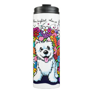 KiniArt Westie Fröhlicher Garten Thermosbecher