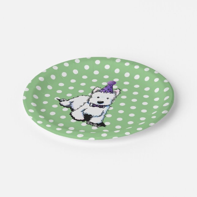 KiniArt Westie Geburtstag Pappteller (Schrägansicht)