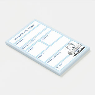 KiniArt Westie Grocery List Postit Post-it Klebezettel