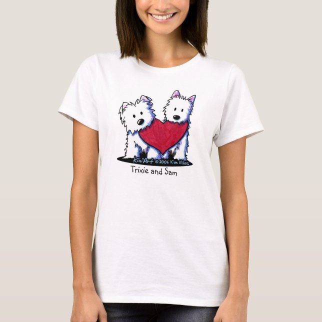 KiniArt Westie Heartfelt Duo Shirt (Vorderseite)