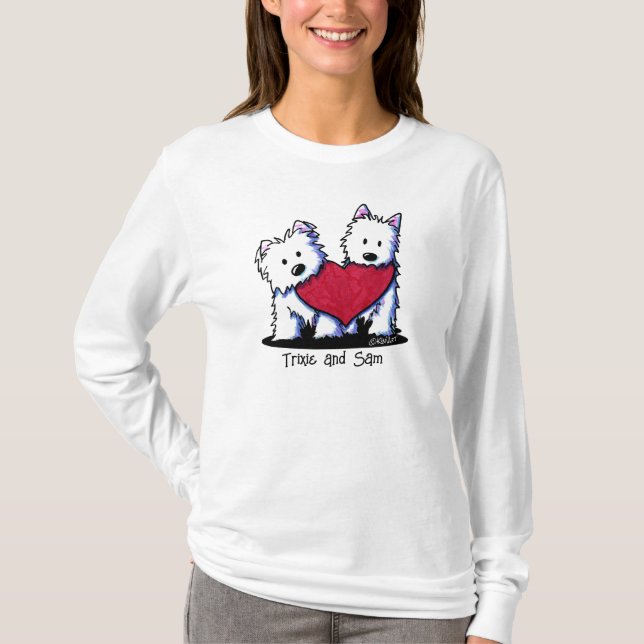 KiniArt Westie Heartfelt Duo T-Shirt (Vorderseite)