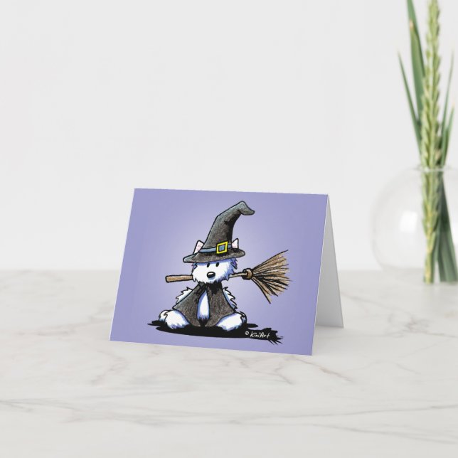 KiniArt Westie Hexe-Halloween-Karte Karte (Vorderseite)