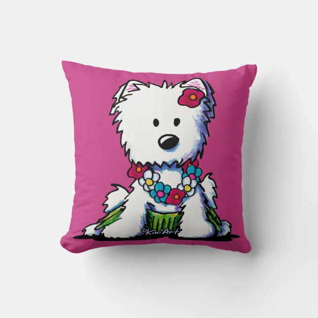 KiniArt Westie Hula Mädchen Kissen (Vorderseite)