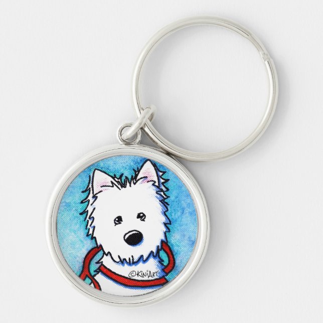 KiniArt Westie Hundemalende Schlüsselkette Schlüsselanhänger (Vorne)