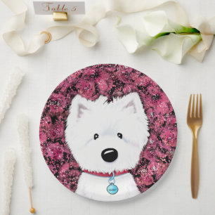 KiniArt Westie Impressions Floral Pappteller