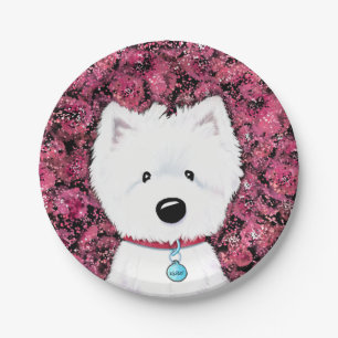 KiniArt Westie Impressions Floral Pappteller