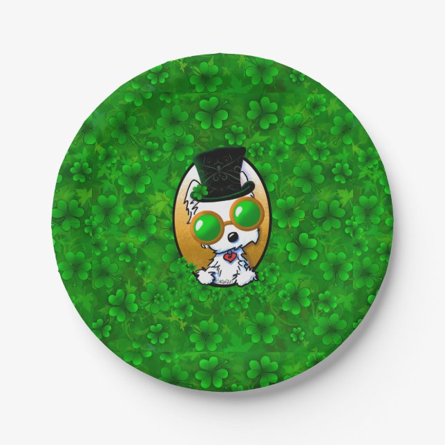 KiniArt Westie Kleeblatt Paper Plate Pappteller (Vorderseite)