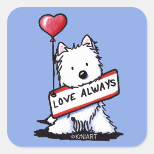 KiniArt Westie Liebe immer Square Stickers