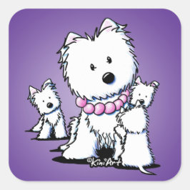 KiniArt Westie Mama & Pups Stickers