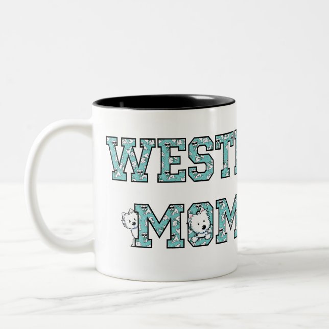 KiniArt Westie Mama Zweifarbige Tasse (Links)