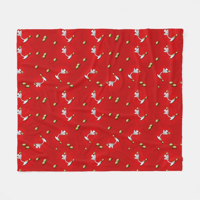 KiniArt Westie Martini Fleece Blanket (Vorderseite (Horizontal))
