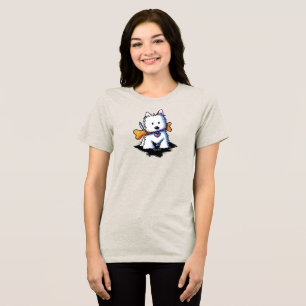KiniArt Westie mit Knochen Tri-Blend Shirt
