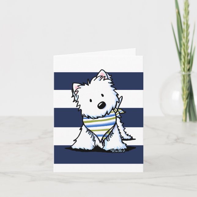 KiniArt Westie Nautical Dankeschön-Karte Dankeskarte (Vorderseite)