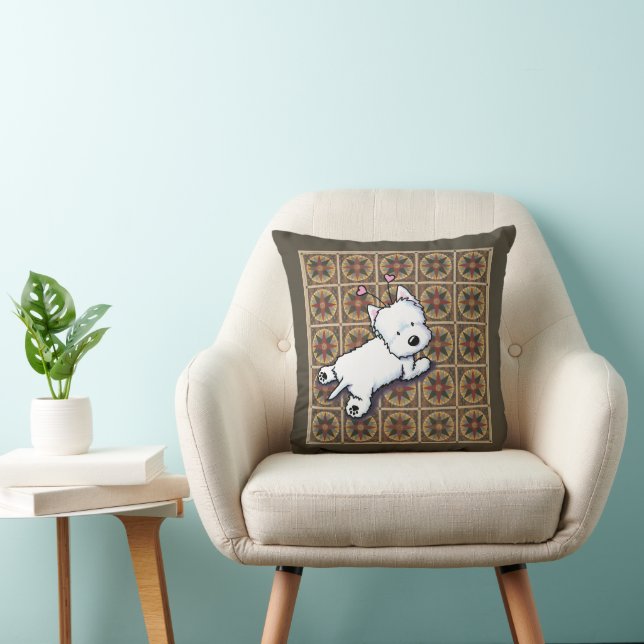 KiniArt Westie on Quilt Kissen (Stuhl )