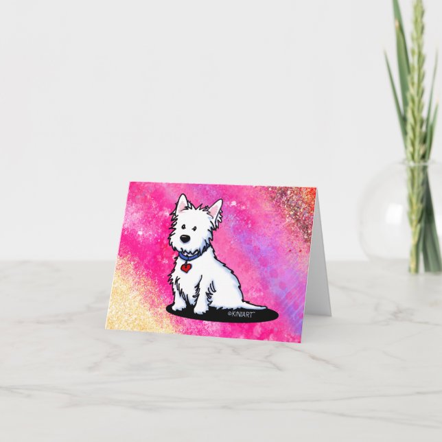 KiniArt Westie Pink Karte (Vorderseite)