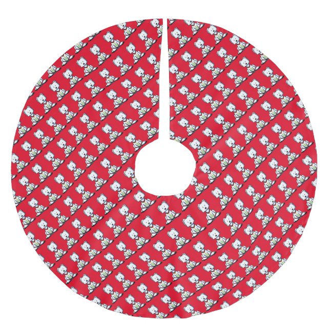 KiniArt Westie Polyester Weihnachtsbaumdecke (Vorderseite)
