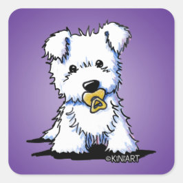 KiniArt Westie Puppy Quadratischer Aufkleber