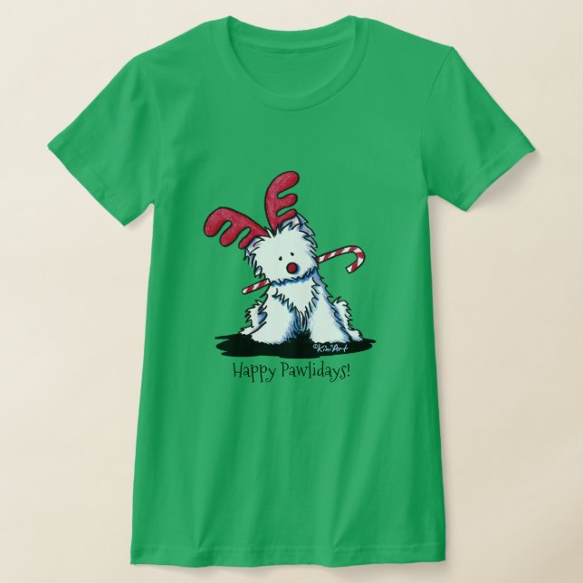 KiniArt Westie Reindeer Dark Shirt (Ablage )