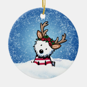 KiniArt Westie Rentier Weihnachtsschmuck