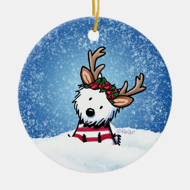KiniArt Westie Rentier Weihnachtsschmuck (Vorne)