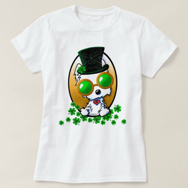KiniArt Westie Terrier St. Paddy's T - Shirt (Design vorne)