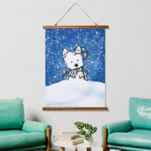 KiniArt Westie Terrier Wandteppich Mit Holzrahmen