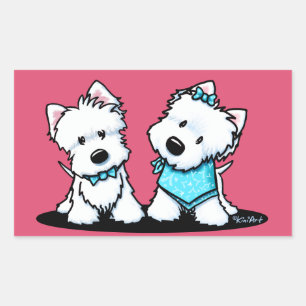 KiniArt Westie Terriers Rechteckiger Aufkleber